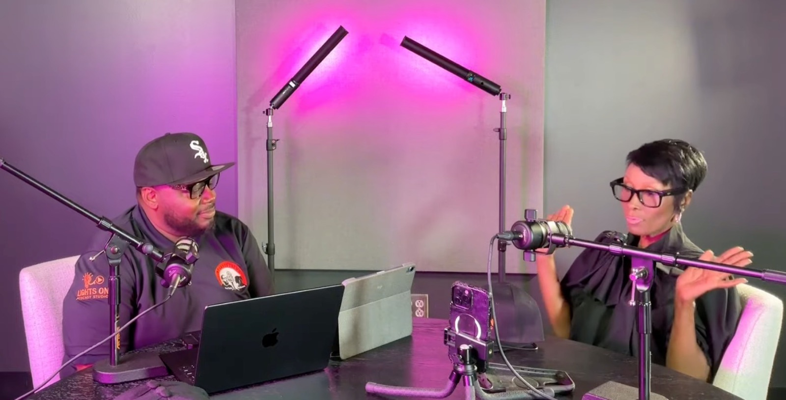 Lights On podcast studio session